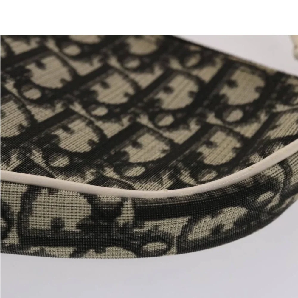 CHRISTIAN DIOR TROTTER Canvas Saddle Pouch Black/ White PREOWNED - Picture 9 of 16